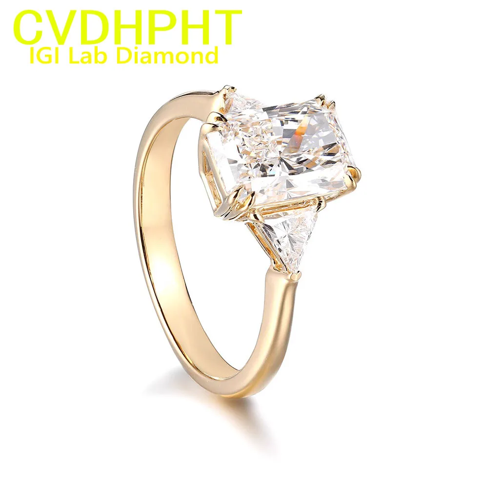 

Radiant D Color 1 2 3Ct IGI Lab Growing Diamond Ring Solid 18K Yellow Gold Diamond Ring wedding ring Factory custom Engagement