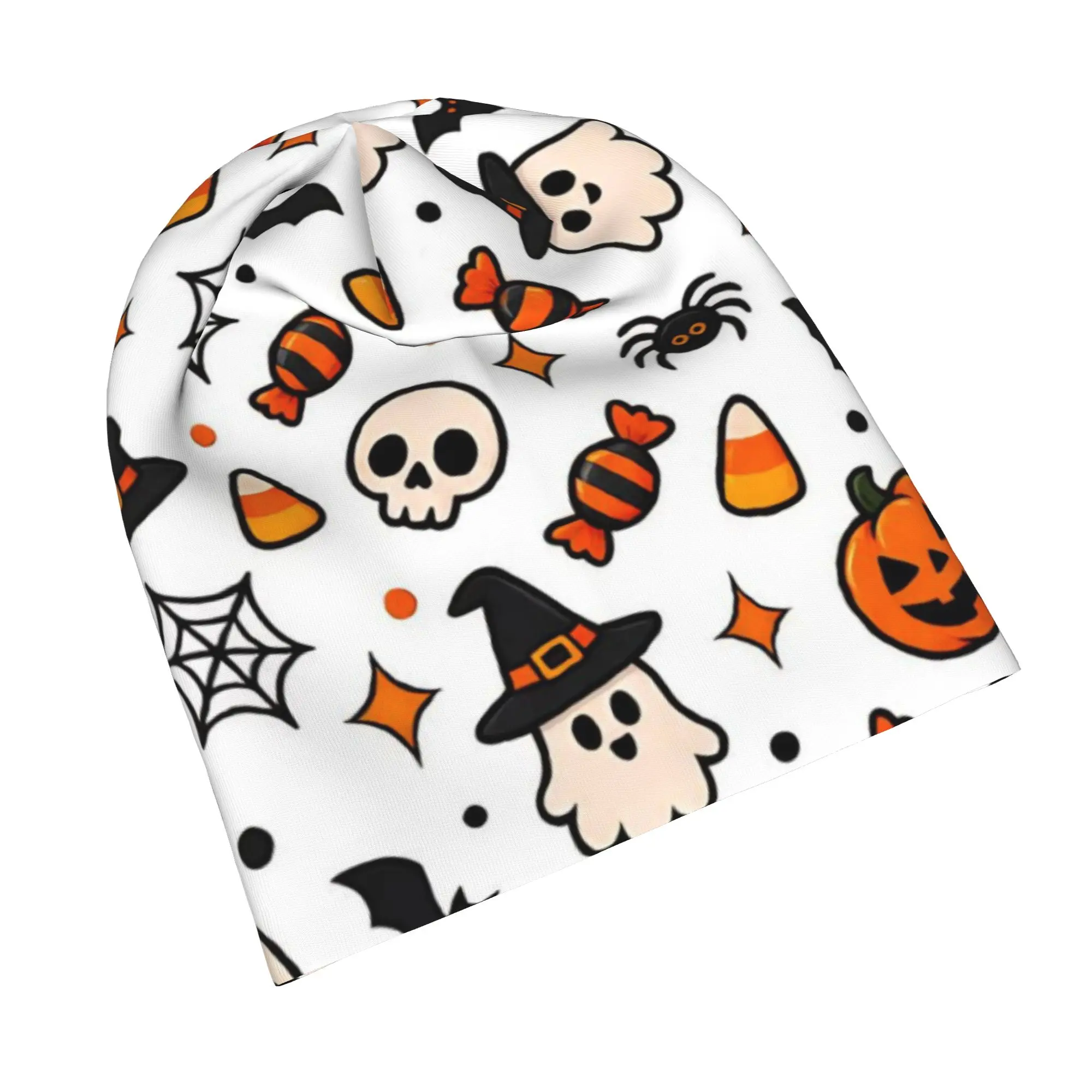 Halloween Ghost Pumpkin Spooky Trick Or Treat Witch Skull Cap Beanie Breathable  Running Hat for Men Women