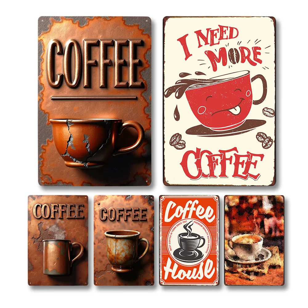 

Coffee Lover Metal Tin Sign Wall Art Plaque - Retro Kitchen Decor Breakfast Nook Cafe Latte Mug 20x30cm