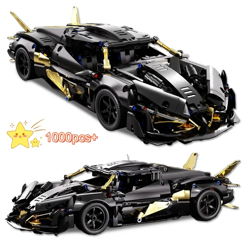 

2025 Technical Black Racing Car Model Building Block Creative DIY Supercar Brick Puzzle Toys Birthday Halloween Christmas Gift