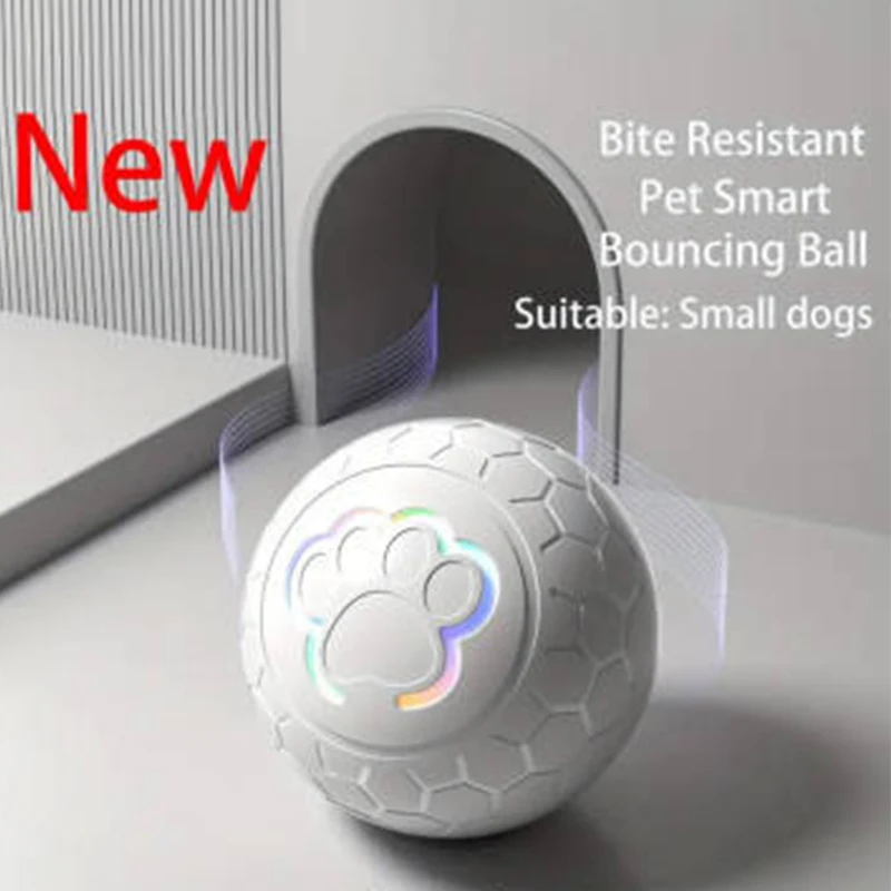 Smart Rechargeable LED Pet Ball – Automatic Bouncing & Rolling Interactive Toy with RGB Lights