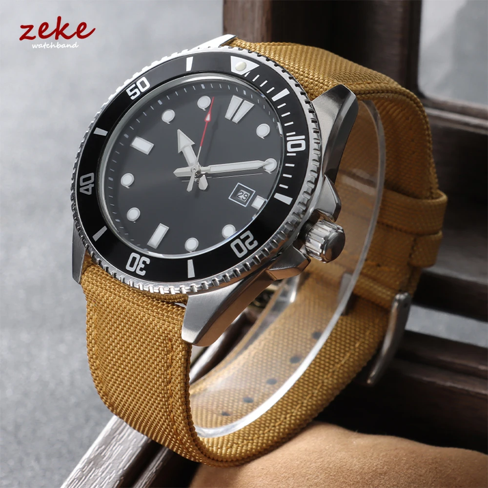 20mm 22mm Waterproof Sailcloth Watch Strap Two-Sided Nylon Watchband Quick Release Band Green Black Wristband Sport Belt for Men