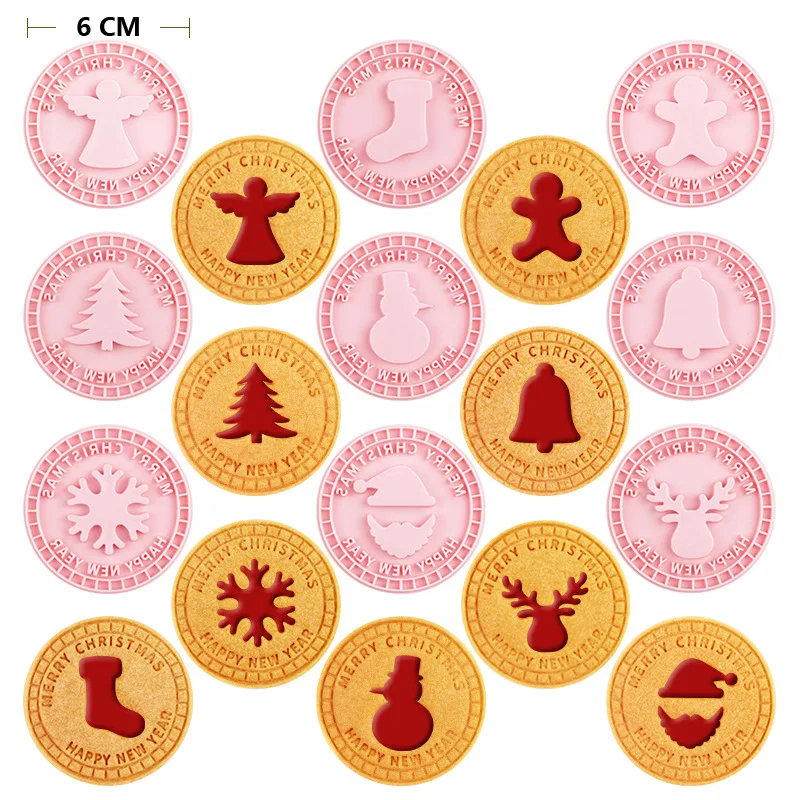 1set Christmas Gingerbread Man Cookie Cutters Stamps 3D Biscuit Baking Tools Embossing Cookie Molds Christmas New Year Gift