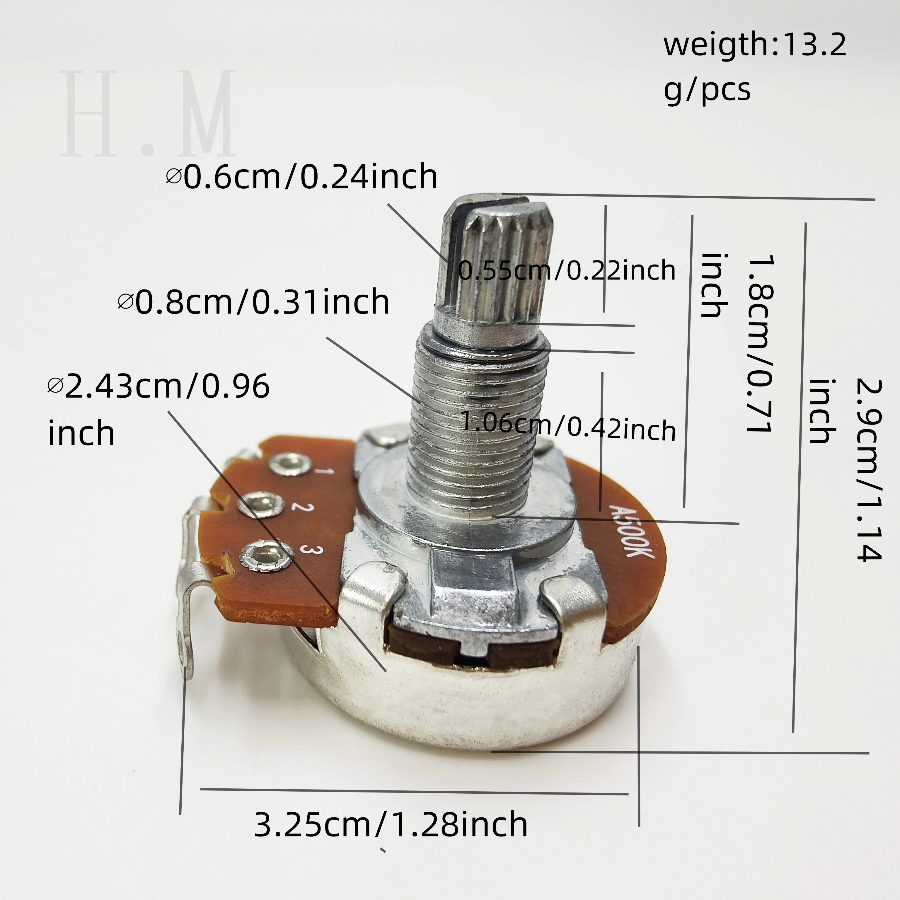 Guitar Potentiometer Splined Small Pot Electric Guitar Bass Effect Amp Tone Volume A500K B500K A250K B250K 18mm Shaft Parts
