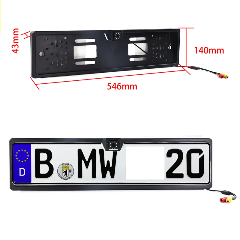 MEKEDE Waterproof Night Vision Car Rear View Camera EU European License Plate Frame Universal Vehicle Reverse Backup Camera