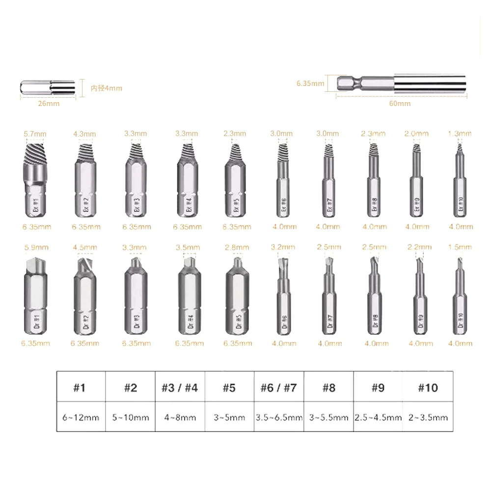 Imagem -04 - Danificado Parafuso Extrator Broca Conjunto de Bits Descascado Parafuso Extrator Kit para Brokenbolt Extrator All-purpose com Magnético 22 33 Peças
