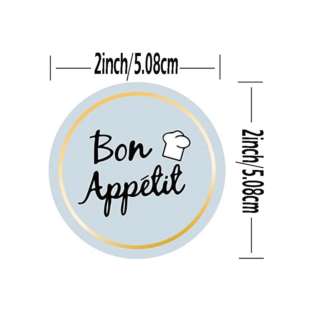 Party Bon Appetit Stickers, Tamper Evident Sealed Labels for Food Service Delivery 2 Inch 500 Pcs