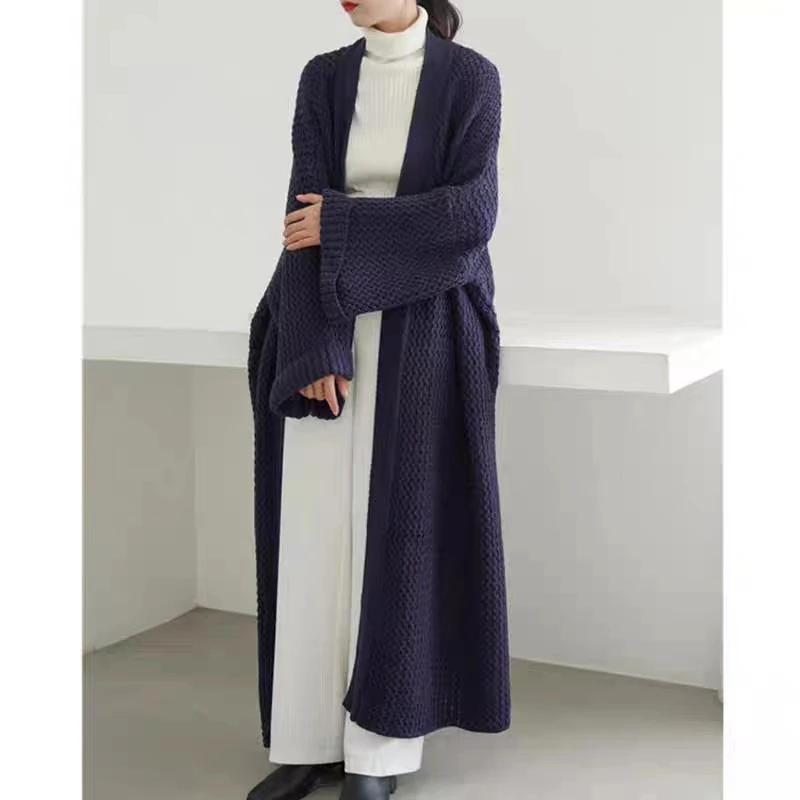 

Autumn and Winter New Women's Long Knitted Sweater Fashionable Casual Solid Color Long Sleeved Women's Jacket