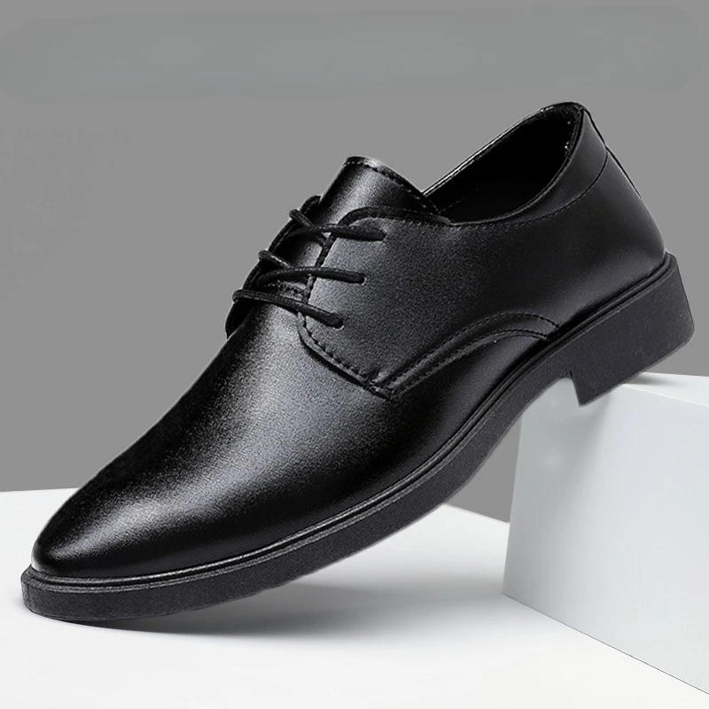

Large Size Youth British Casual Business Formal Leather Shoes Men's Wedding Single Shoes Comfortable and Lightweight Work Shoes