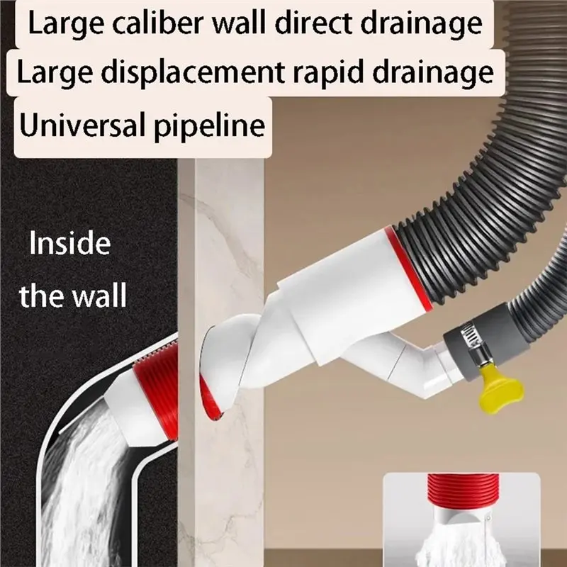 Y50A-Sewer Pipe 2 Joint 360° Rotation Anti-Odor Floor Drain Pipe For Washing Machine Wall Drainage Insect Proof Anti Backflow A
