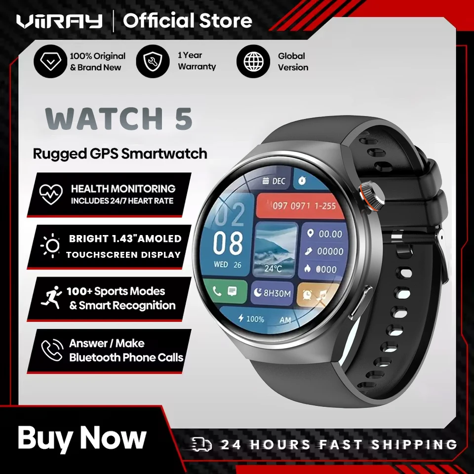 

Viiray Smart Watch 1.43'' Touch Screen Heart Rate & Sleep Monitor IP67 Waterproof Fitness Tracker Sport Watch for Men And Women