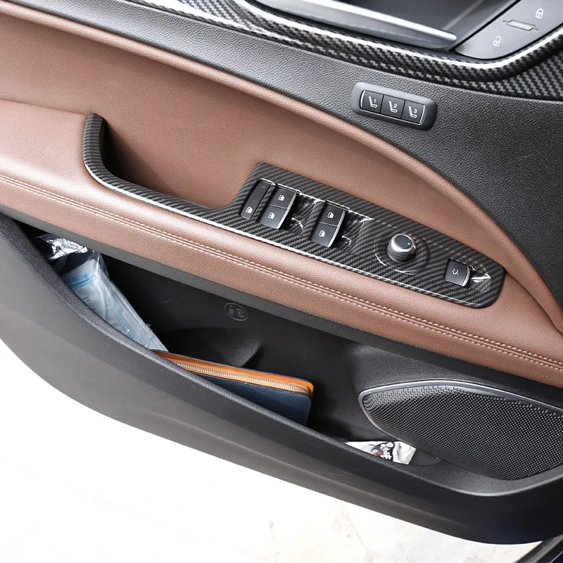 ABS Carbon Fiber For Alfa Romeo Stelvio 2017-2020 Window Lift Button Frame Cover sticker Car Accessories For Left hand drive
