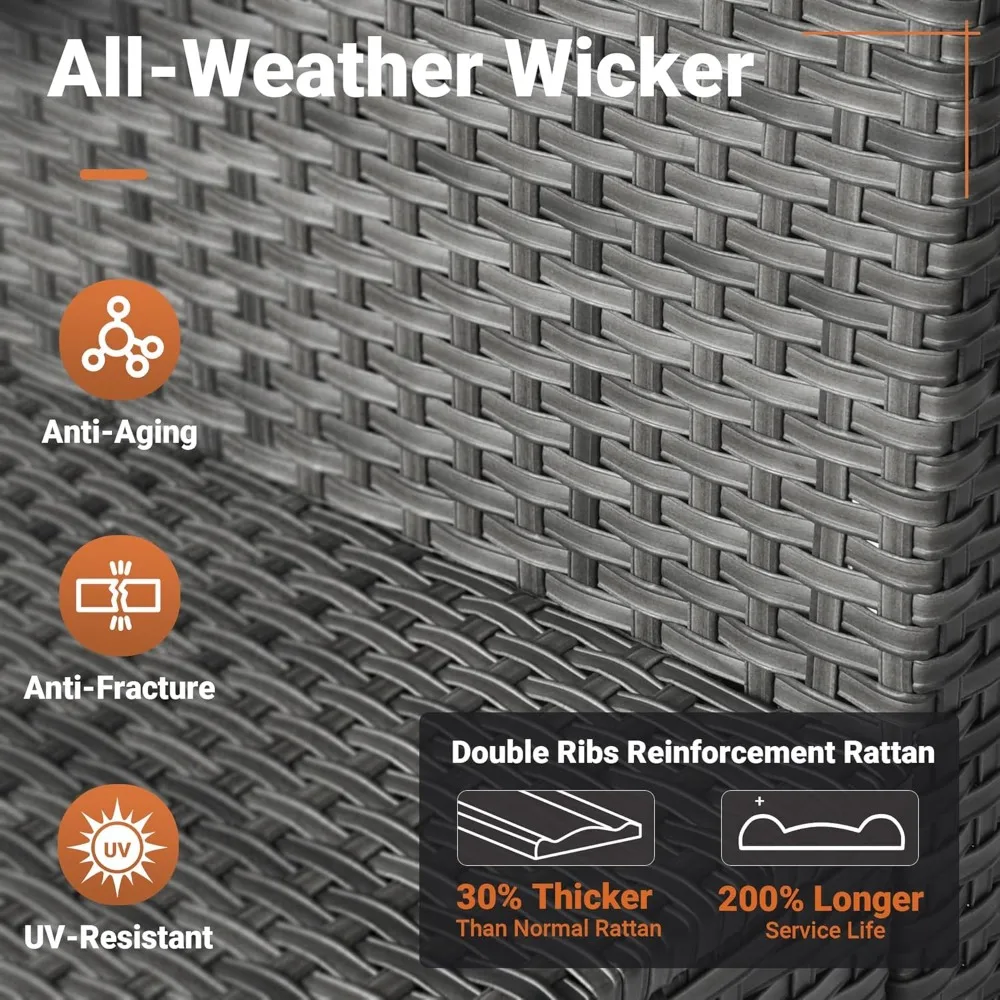 Outdoor 7 Piece Coversation Set with Coffee Table,Sectional Patio Furniture Set with All-Weather Wicker Sofaa,Modern Couch