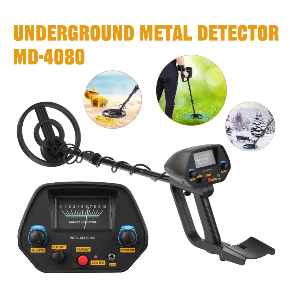 MD-4080 Metal Detector High Precision Portable Handheld For Underground Gold Silver Coins Treasure Hunting Pinpointer