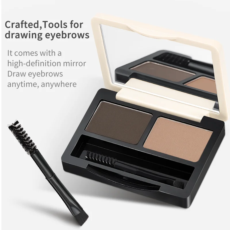 2-Color Eyebrow Powder Palette with Vitamin E,Long-Lasting,Waterproof,Smudge-Proof,Sculpt Natural Eyebrow Makeup for Sparse Brow