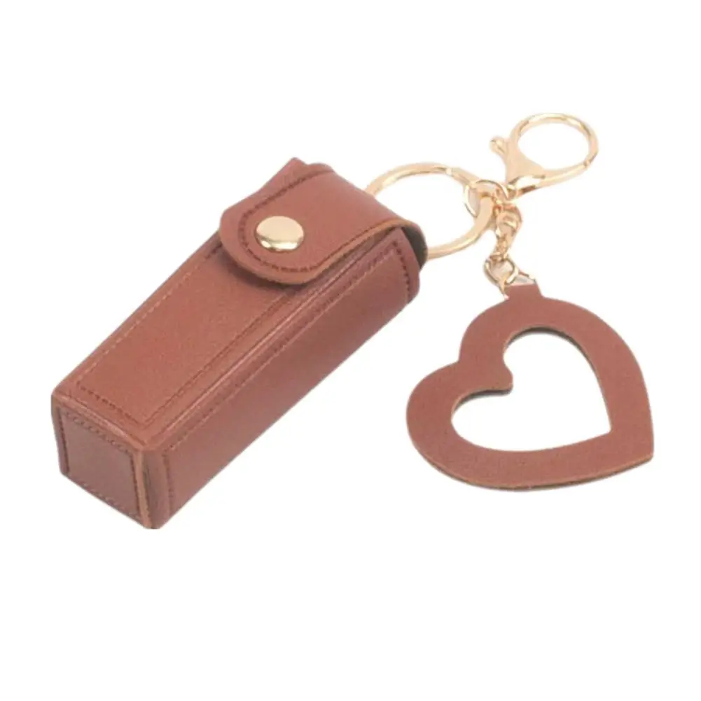 Borsa per rossetto Mini borse per rossetto Portachiavi Rossetto in pelle PU Porta lucidalabbra Portachiavi a forma di cuore portatile per esterni Accessorio per regali