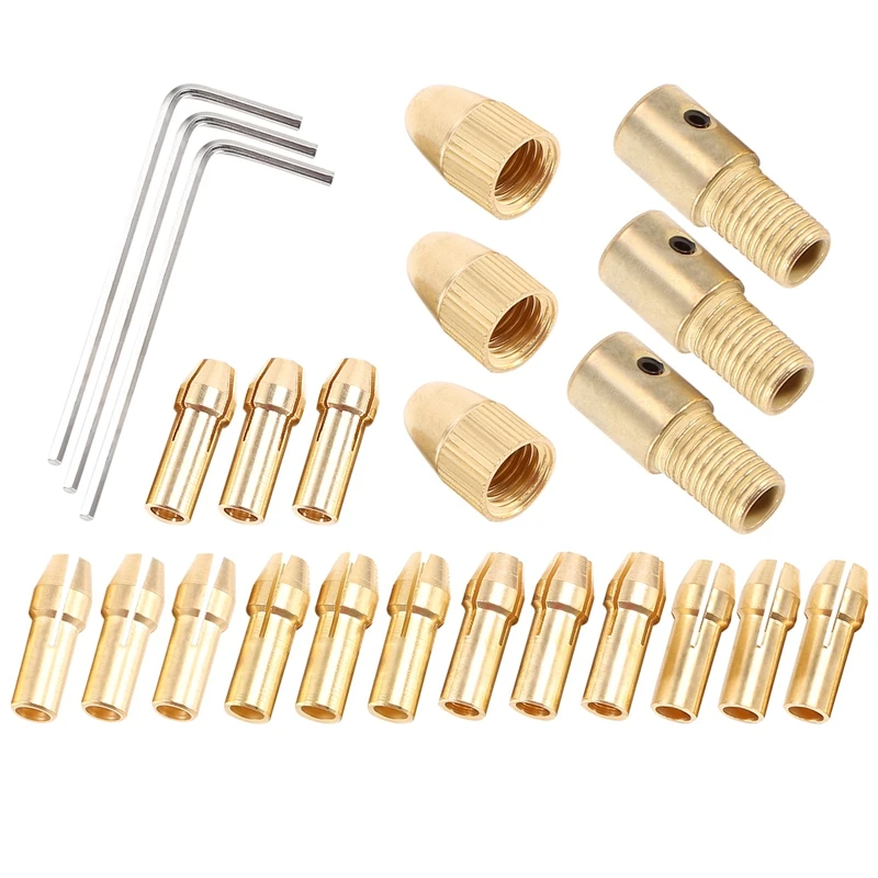 

3 Sets 0.5-3Mm Brass Drill Chuck Small Electric Drill Bit Collet Fit For Dremel Rotary Tools 3 Size -2.0Mm 2.35Mm 3.17Mm