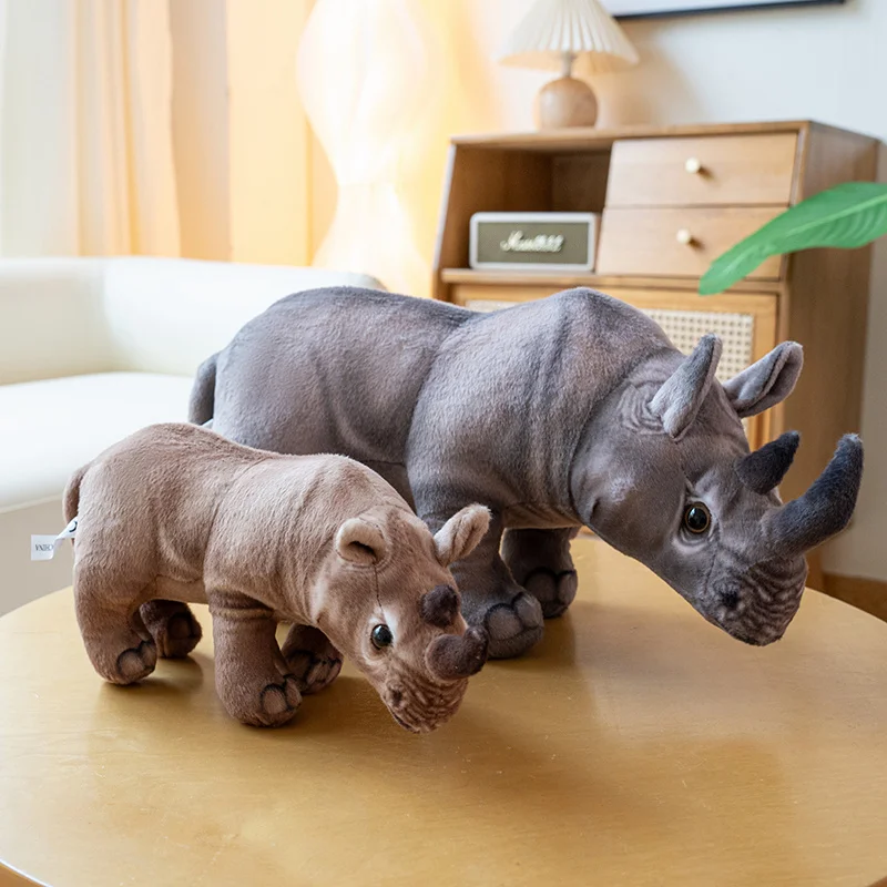 Simulation Cute Realistic Rhinoceros Plush Toys Soft Stuffed Animal Kawaii Rhino Doll Baby Sleeping Pillow for Kids Gifts Decor
