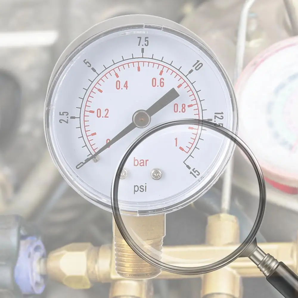 

Манометр для воды и воздуха 50 мм, 0-15 PSI, с нижним креплением 1/4 BSPT, для проверки давления в шинах квадроциклов и газовых систем
