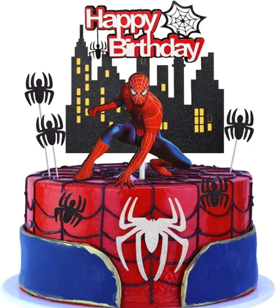 Spiderman Birthday Theme Superhero Cake Decorations Boys Cake Topppers for Kids Birthday Party Baby Shower Supplies Gifts