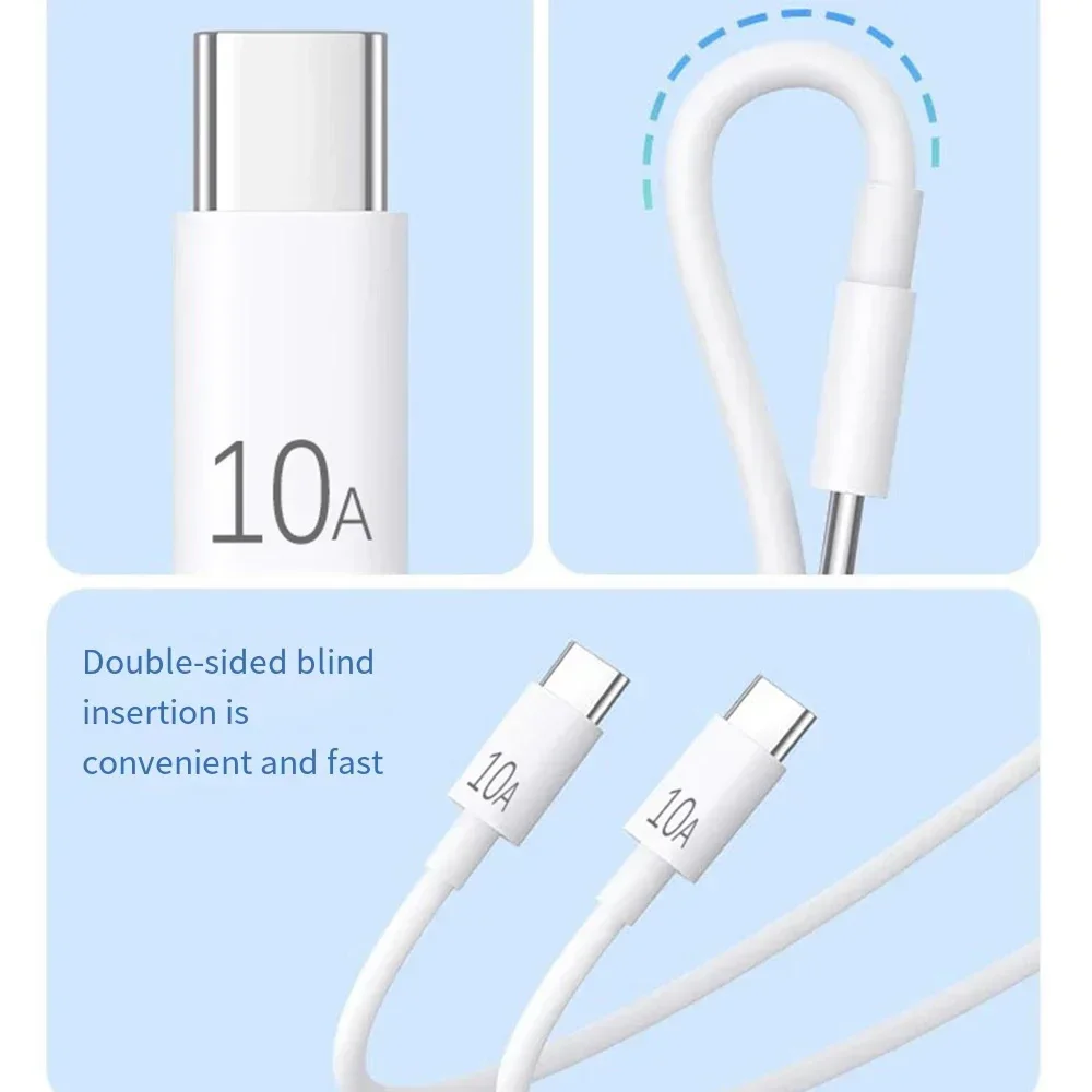 10A 120W USB C to USB Type C Cable Fast Charge For iPhone 15 Pro Max Plus iPad PD Dual Type C Data Line For Samsung Xiaomi