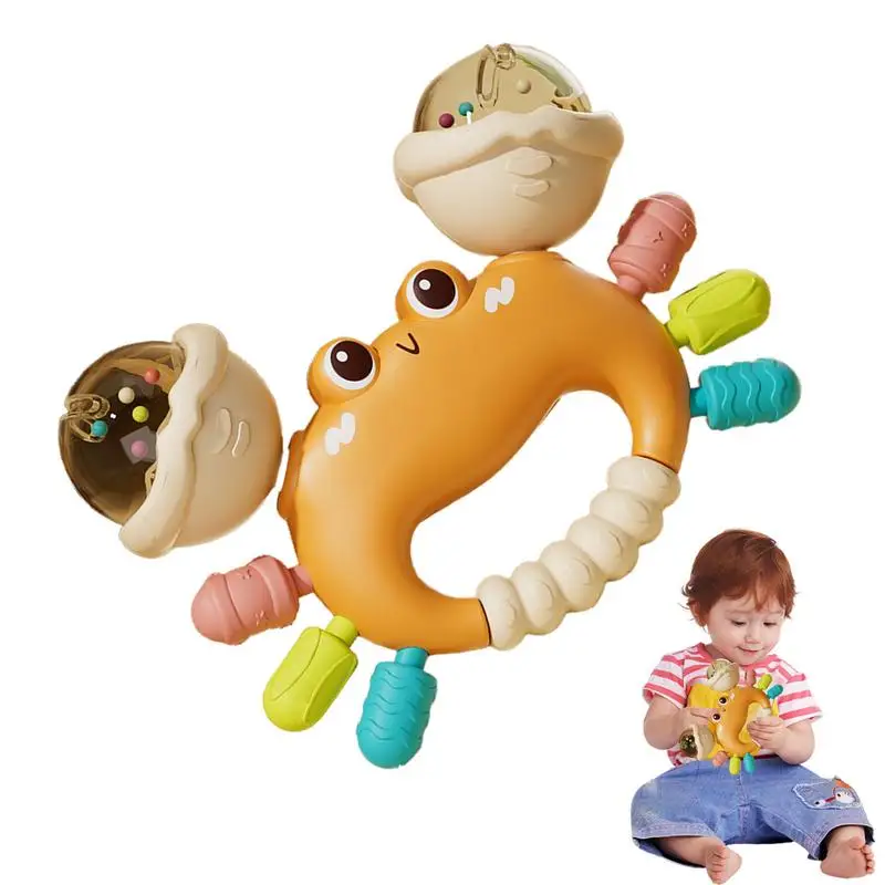 

Rattle Toy Portable Teether Toy Sand Hammer Crab Hand Grip Toy Early Educational Toys Easy Grasp Rattle For Sensory Development