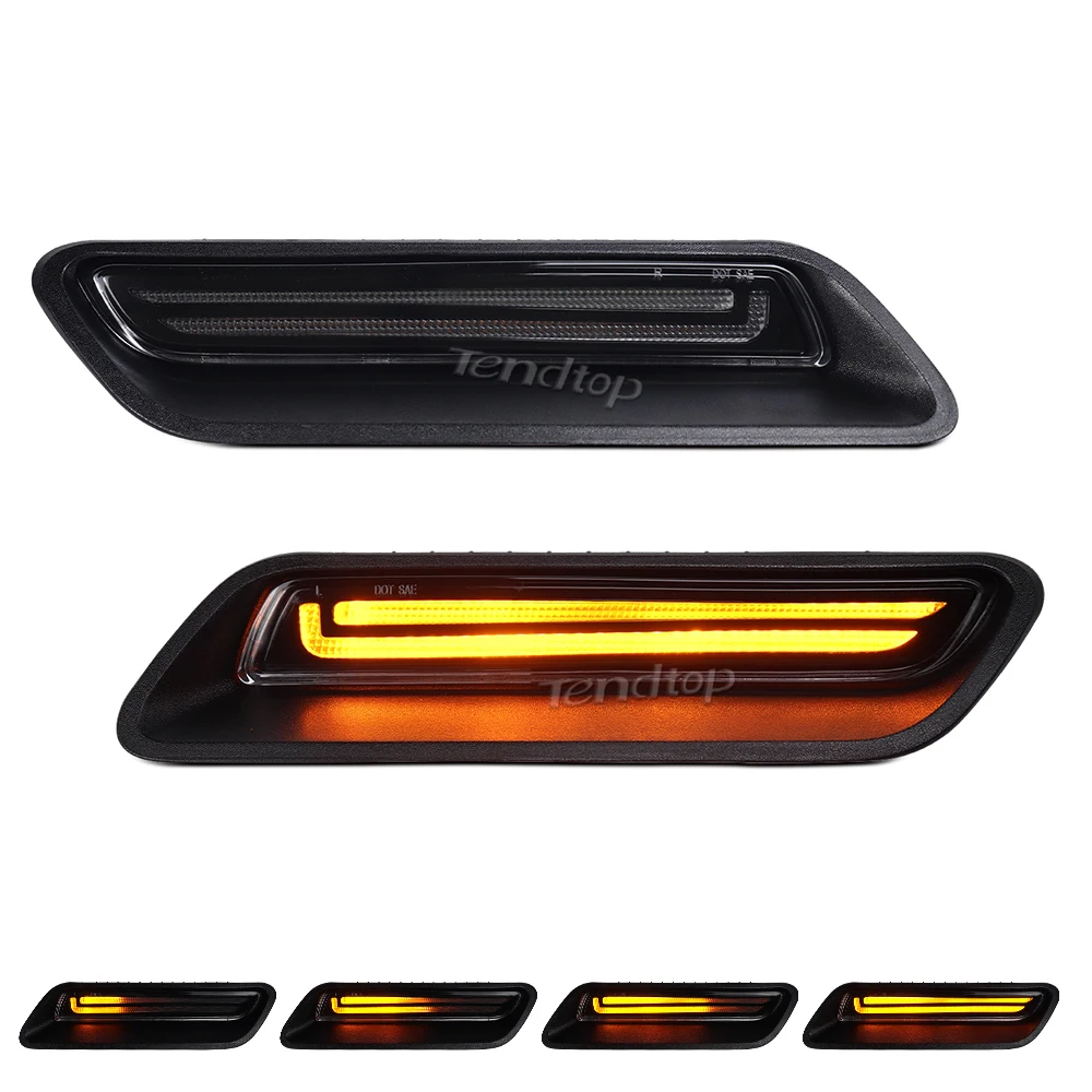 2PCS For Dodge RAM 1500 2010-2018 2019-2022 white DRL Dynamic amber turn signal LED sprot hood Light decorative grille