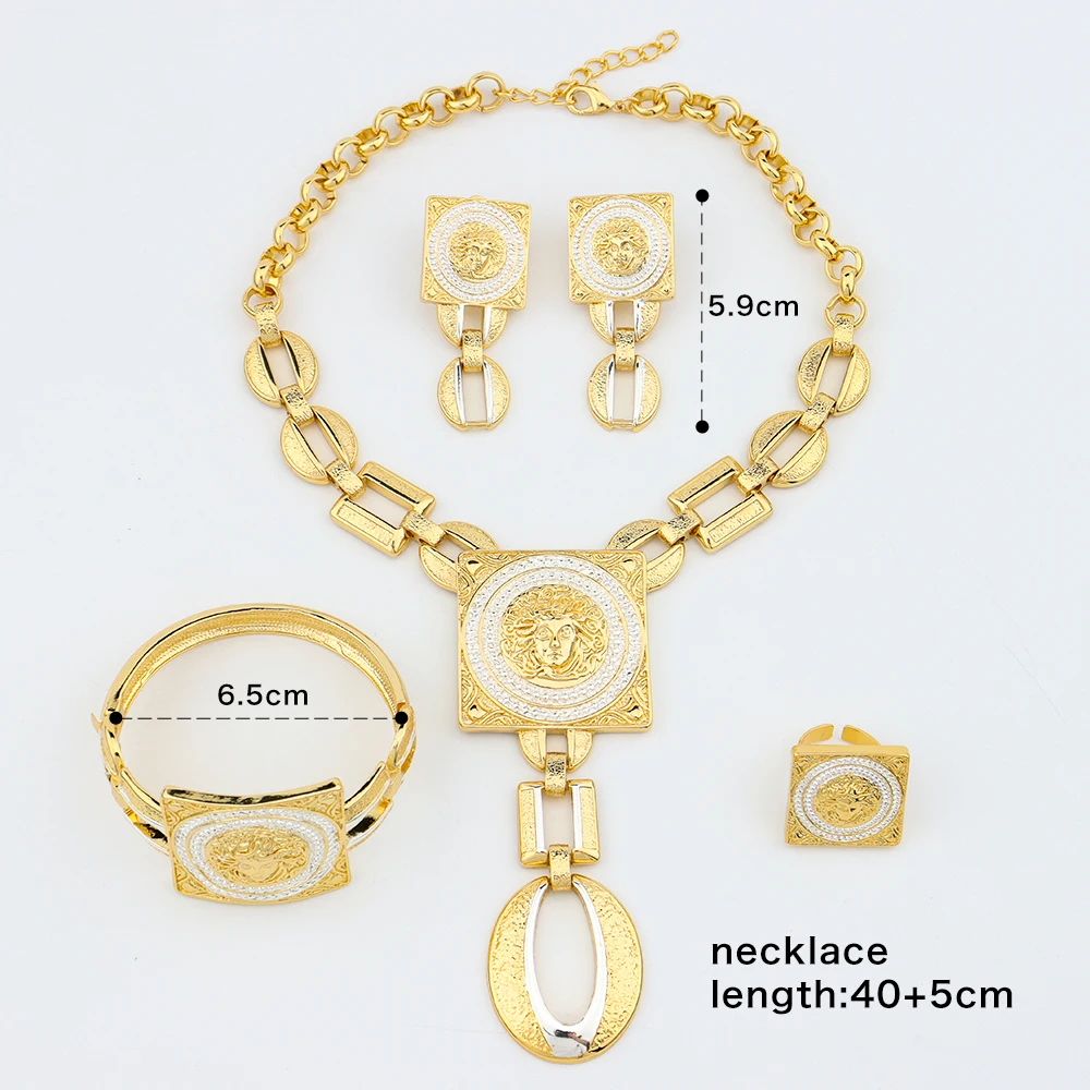 YM Set di gioielli per le donne colore oro 18 carati accessori per gioielli africani orecchino collana braccialetto anello per donna matrimoni