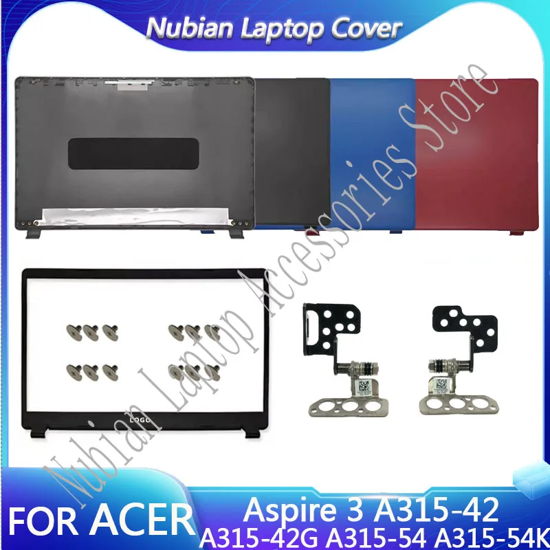 tampa traseira do lcd do portatil moldura dianteira dobradicas para acer aspire a31542 a315 42g a31554 a315 54k n19c1 15 polegada top case preto novo 01