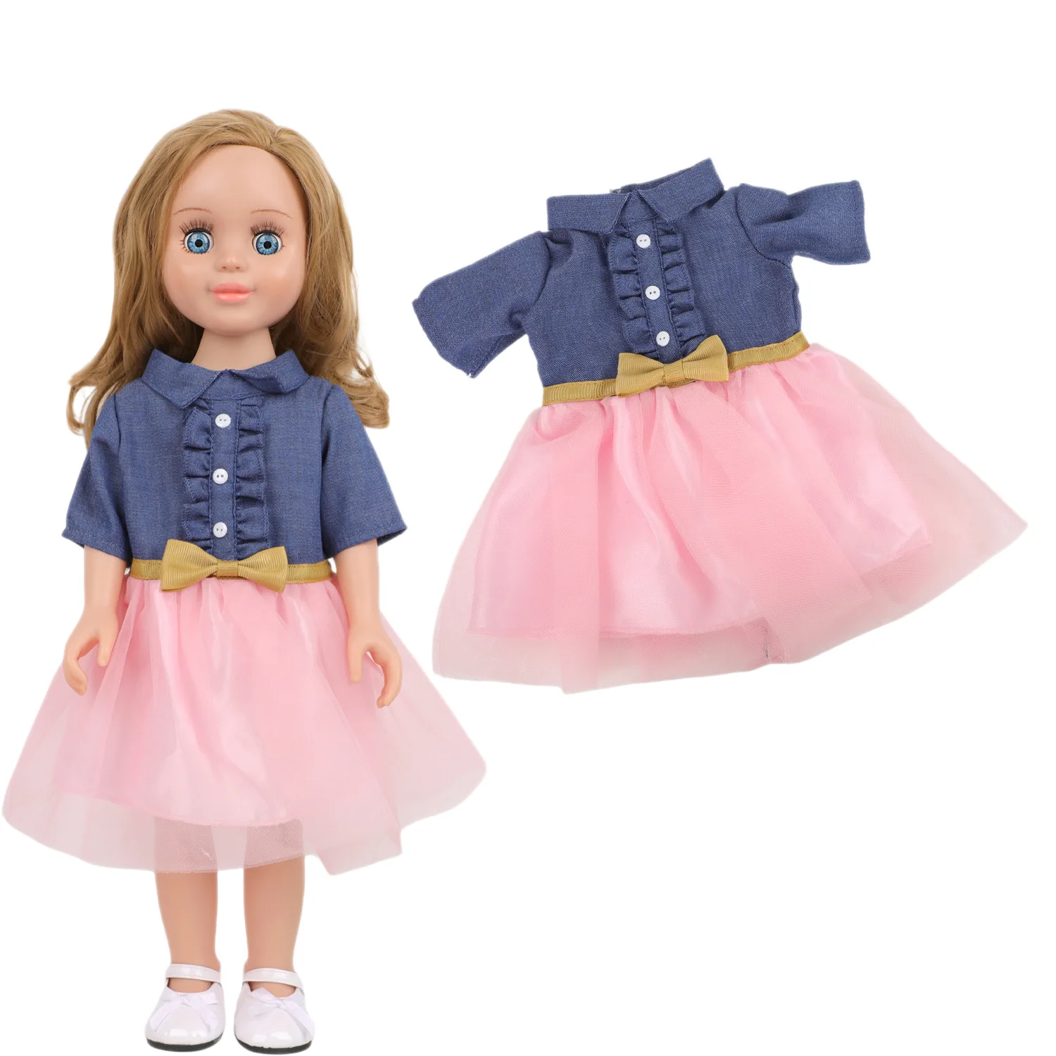 

Розовое марлевое платье для девочек 43 см, платье для куклы, цельное марлевое платье на пуговицах для американской девушки, милое платье принцессы