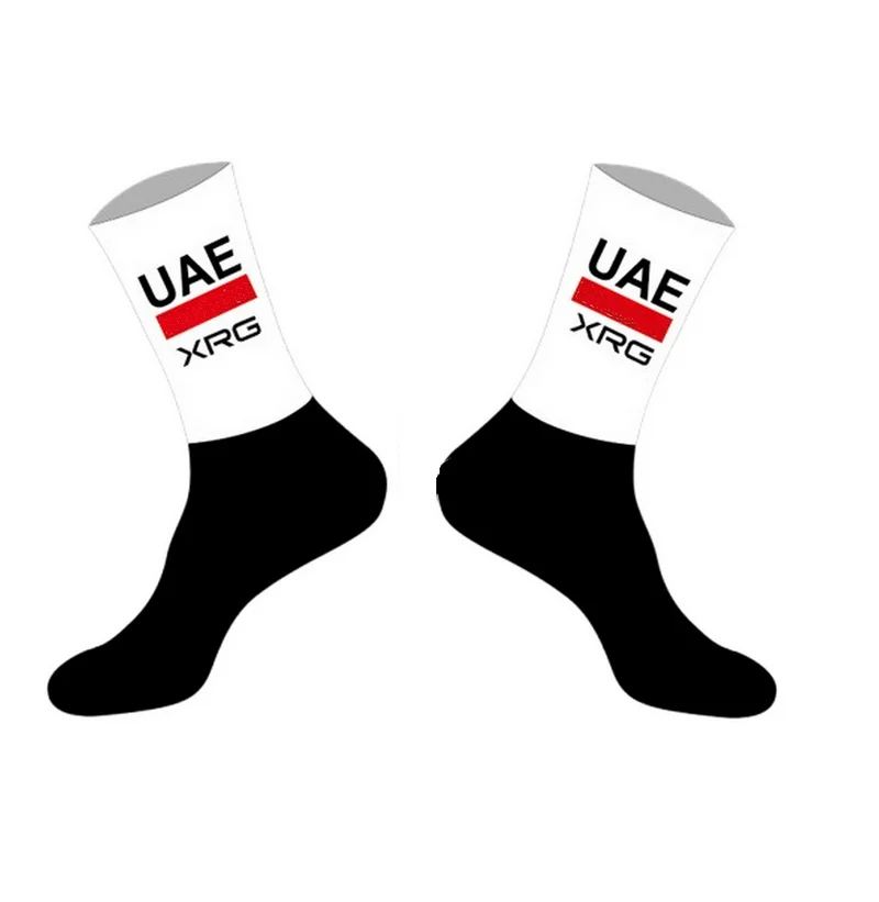 LASER CUT ONE PAIR 2025 UAE XRG TEAM Cycling Socks Antislip Bike Racing MITI Breathable FOR Men and Women