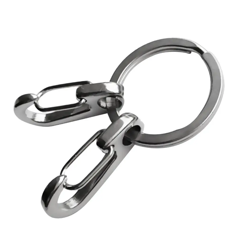 2 Pieces Stainless Steel Split Keychain Key Clasps Clips Hook Carabiner