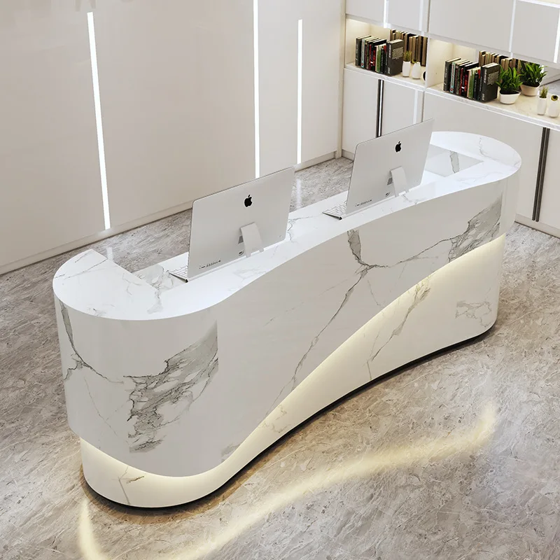 Curved beauty salon bar counter women's clothing store checkout page simple modern dental dental company front desk