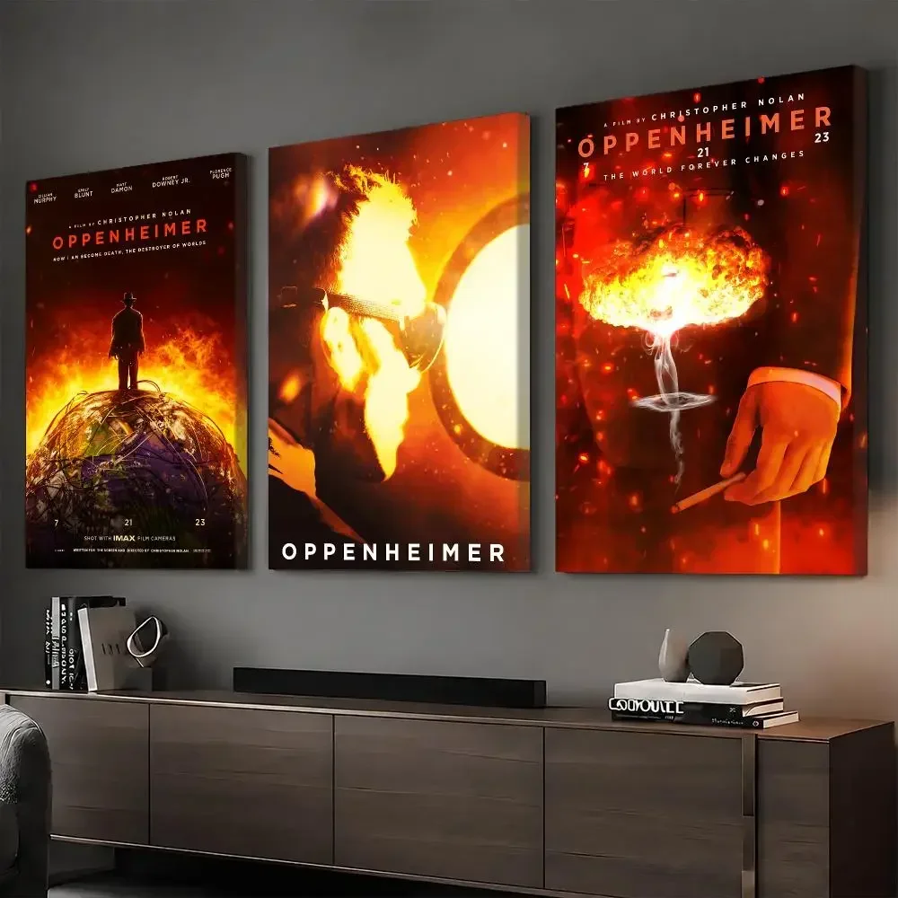 O-Oppenheimer Classic Movie Painting Calligraphy HD Canvas Print Poster Wall Art | Optional Frame | Modern Hallway Decor