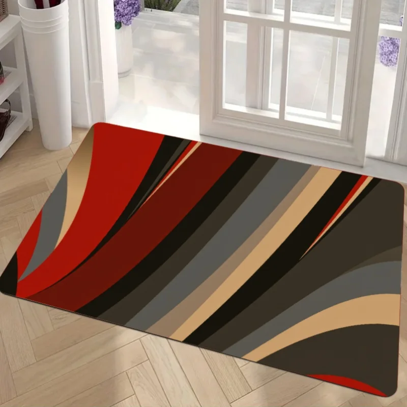 Easy Care Welcome Rug With Sleek Color Block Design For Front Door And Sophisticated Home Entry Protection
