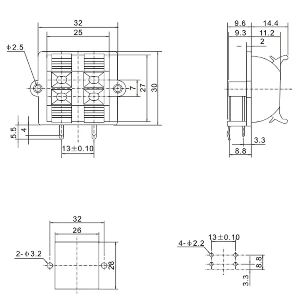 YUXI 2PCS  4 Position Double Row Cable Clip Push Type Speaker Terminal Panel Spring Wiring Base Jack Plug Socket Connector