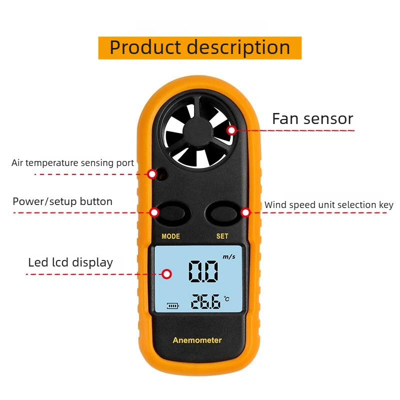 Hot Selling For Pocket Smart Anemometer Air Wind Speed Scale Accurately Measure Wind Speed & Temperature Digital Anemometer