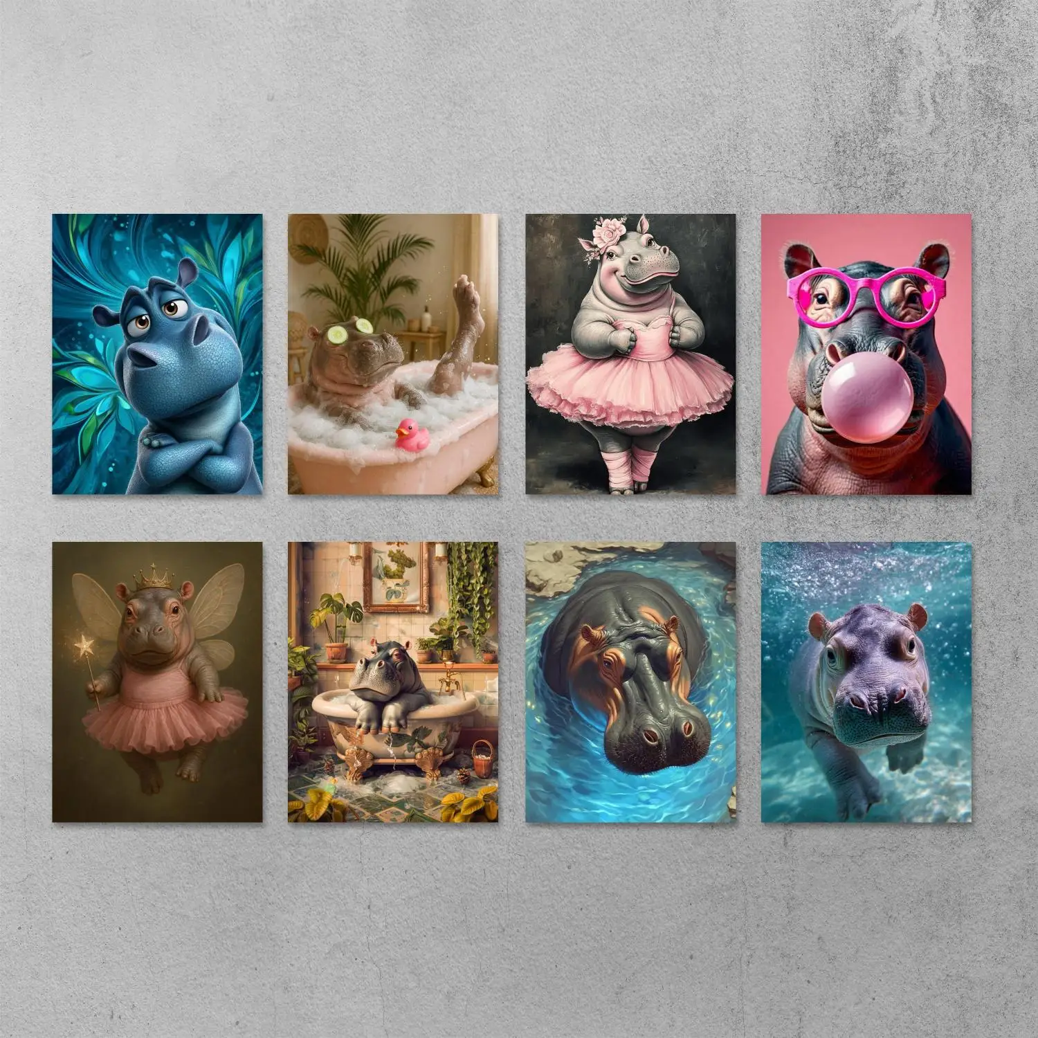 Kit de peinture par numéros d'hippopotame abstrait, animaux intéressants, dessin à l'huile DIY, art moderne, décoration de la maison, décoration de chambre, cadeau