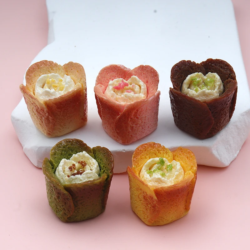 5/50pcs Miniature Colorful Flower Cake Series Resin Decor Simulation for Hair Bows Charms DIY Kichen Play Dollhouse Accessories