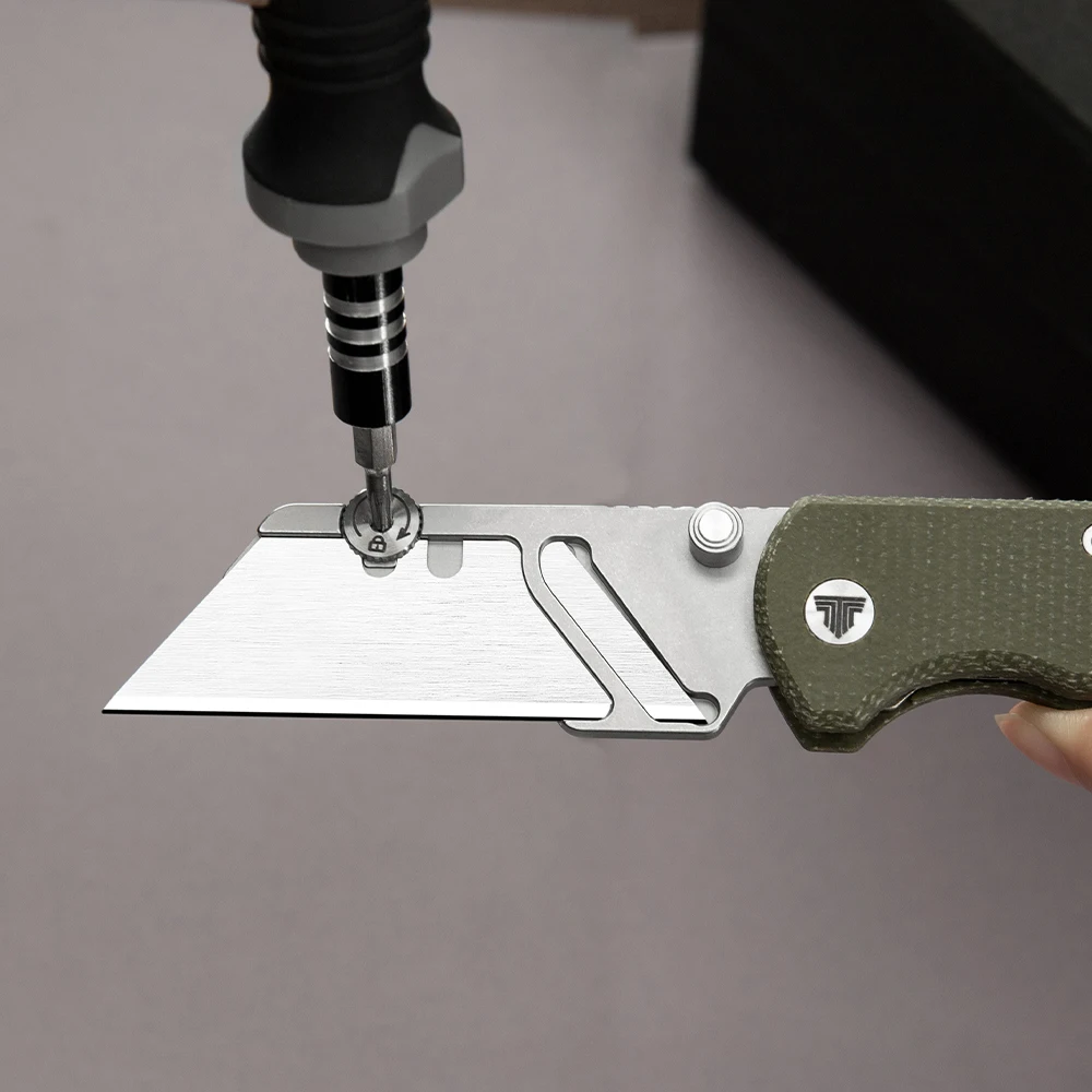 TRIVISA Utility Folding Puppy Knife 6pcs SK5 Replaceable Blade Micarta Handle for Carboard Box Cutter High Quality Outdoor Tool view 4