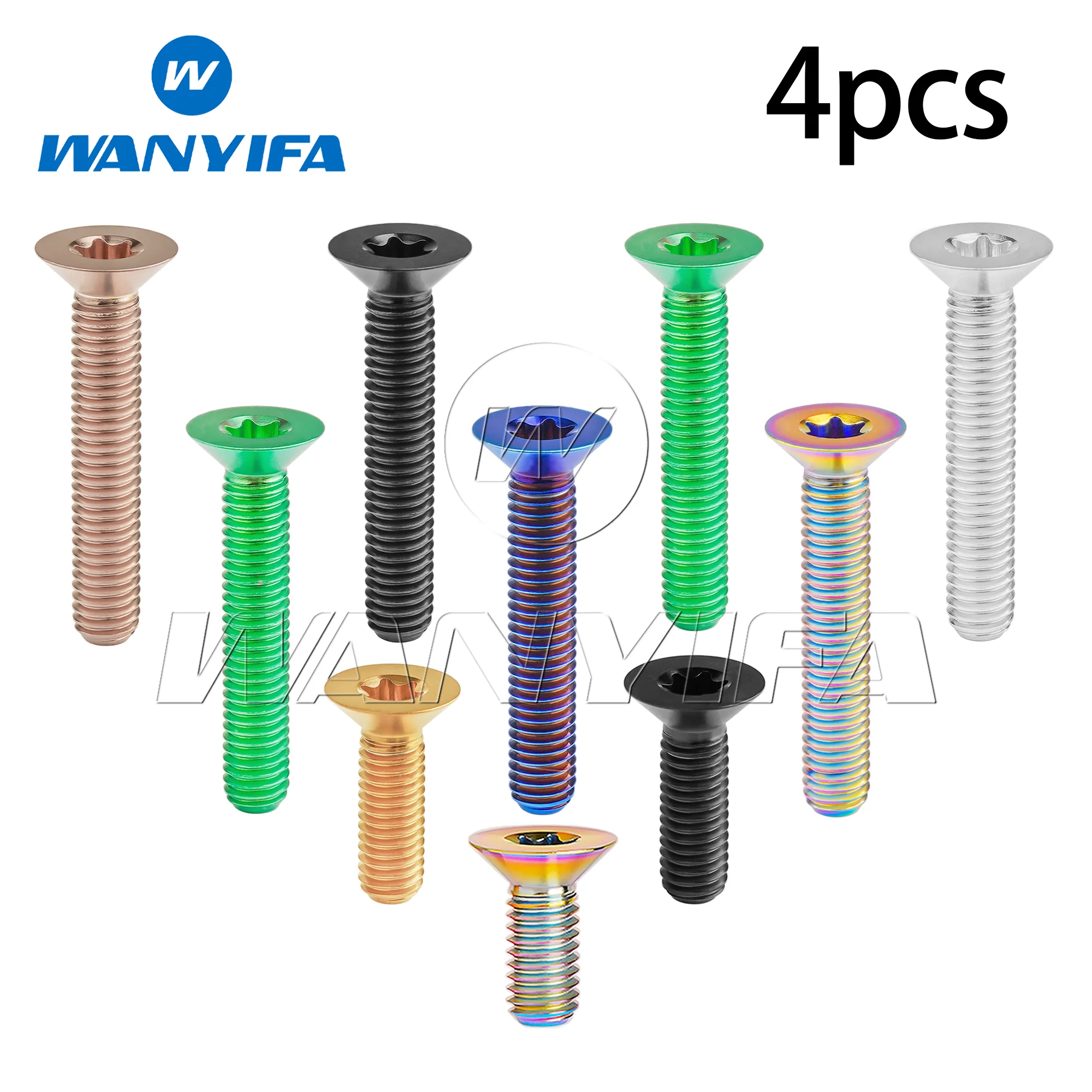 ​4pcs Wanyifa Titanium  Bolts M4M5X8/10/12/15/20/25/30/35/40mm  Countersunk Bead Plum Head  Motorcycle Torx Fasteners