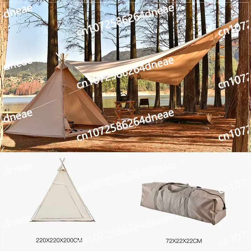 Adult Teepee Tent Triangle White  Portable Rainproof Thickened Cotton Tent