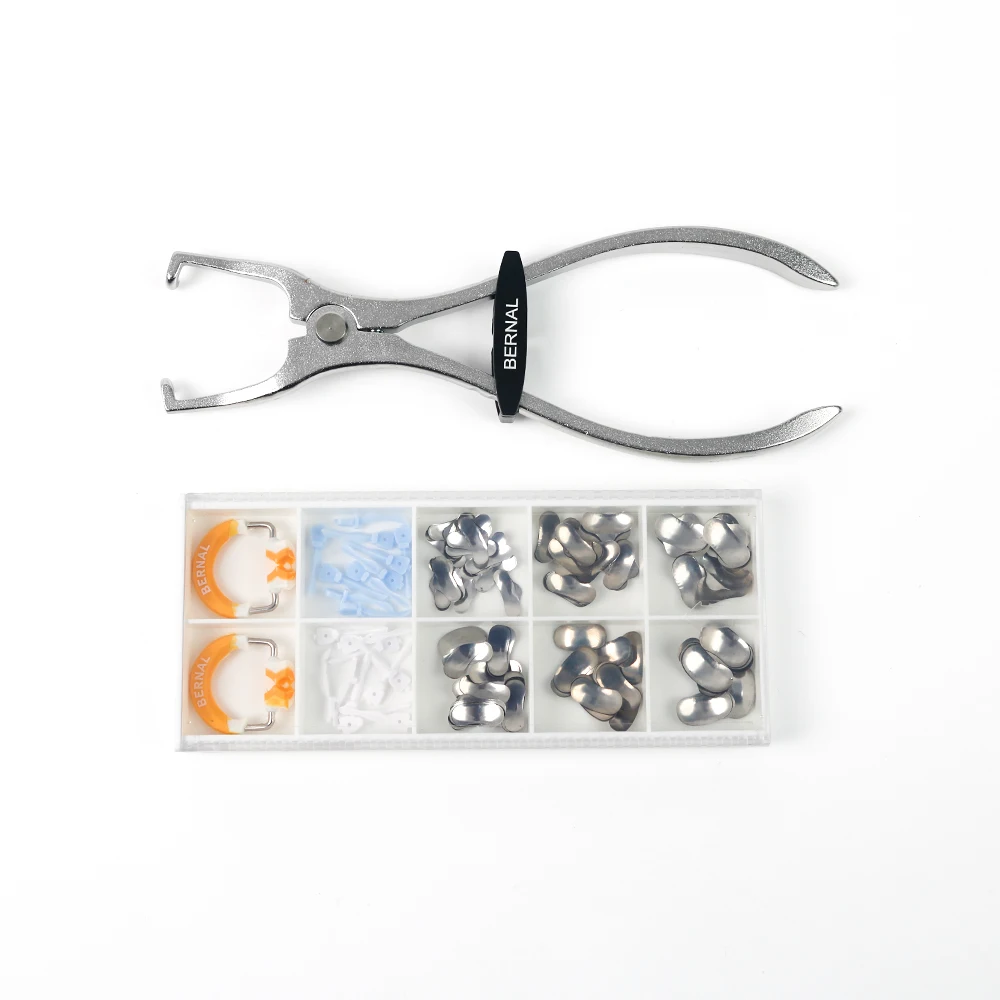 

1 set Dental Sectional Contoured Matrices Full Kit Matrix Bands Ring Pliers and Plastic Wedges Set
