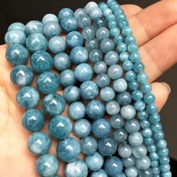6mm, 8mm, and 10mm Grade Navy Blue Gemstone Jade Pulp Scattered Beads, Natural Stone round Beads, Semi-finished Beading, Handmad