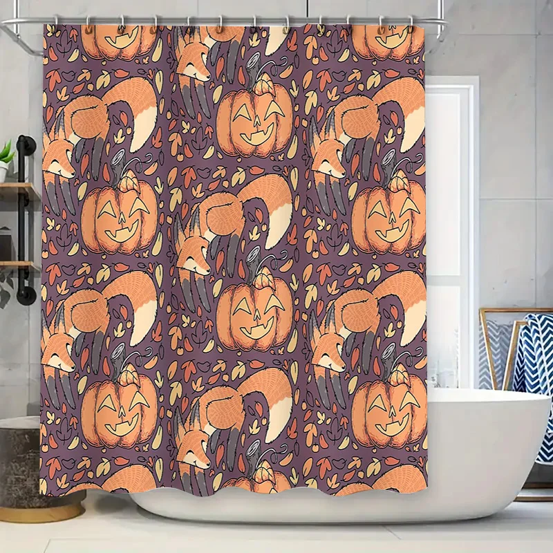 Cortina de ducha de zorro, decoración de baño de animales del bosque, naturaleza, bosque, vida salvaje, tela lavable, decoración del hogar, estilo rústico de granja