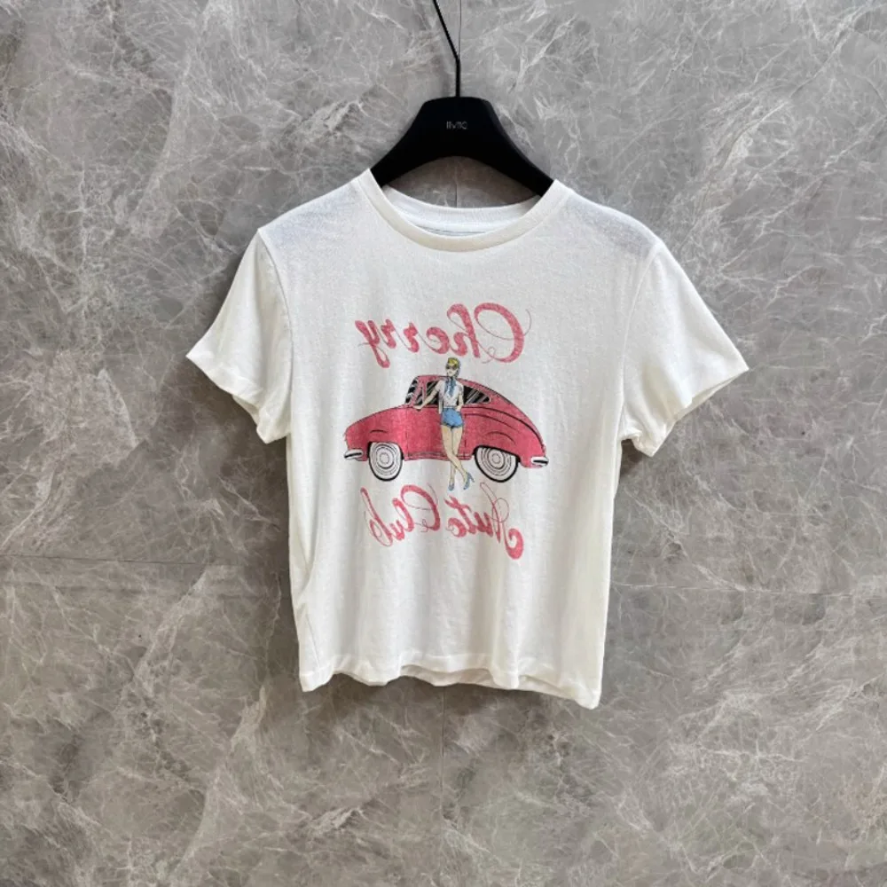Loose Women's T-irt Ort Sve White Lazy Sle American Retro New Arrival Summer 2025 Sweet Sle Plus Size Inner Wear