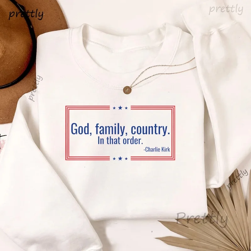 Sudaderas con capucha de Charlie Kirk, sudadera de país familiar de Dios, jersey de manga larga, sudaderas de derechos humanos, ropa de calle, sudaderas con capucha Y2k, Tops