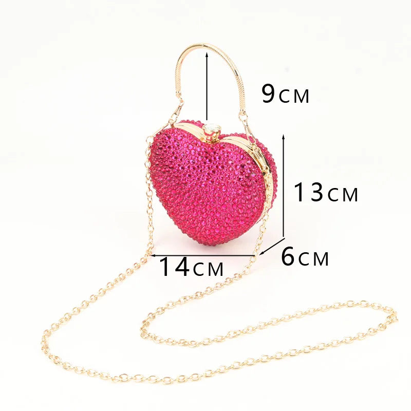 Diamond Heart Rhinestone Evening Bag Diamond Inlay Heart Shape Luxury Clutch Purse Crystal Handbag Party Bags Women