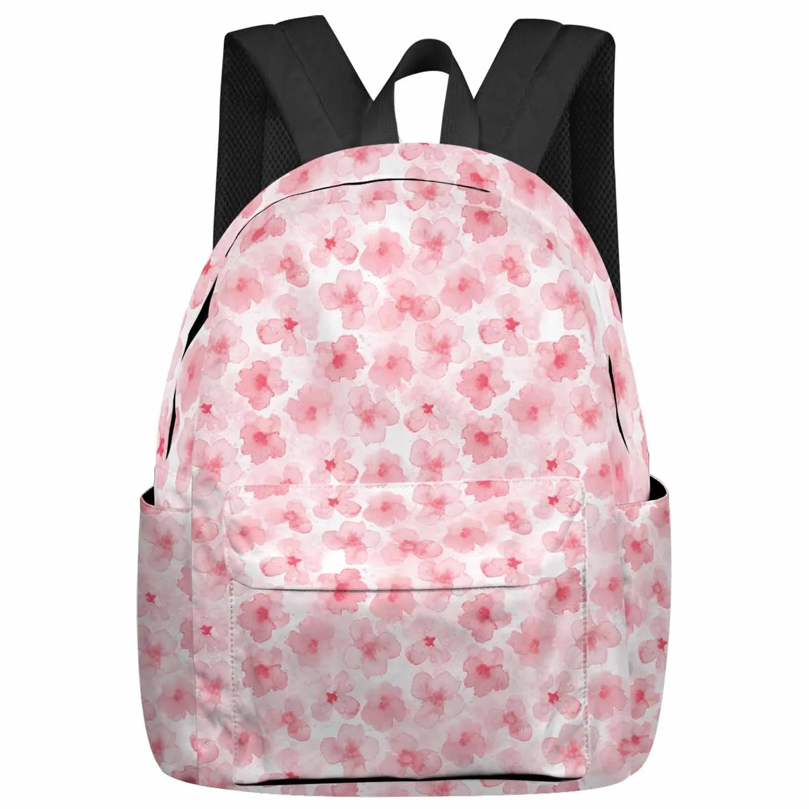 

Pink Watercolor Floral Texture Backpack School Bags for Teenagers Students Laptop Bag Women's Casual Travel Backpack