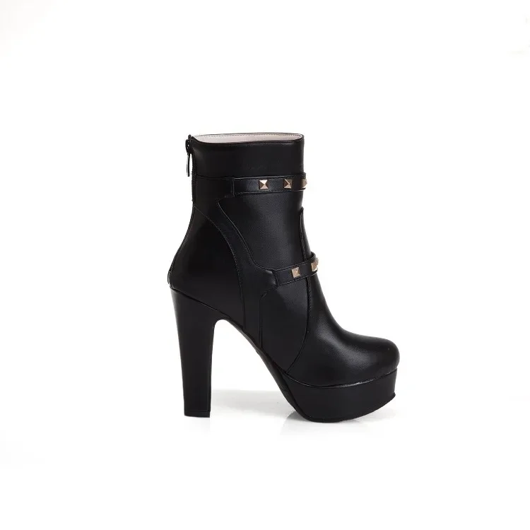 Oversize Large size Big Size boots women shoes ankle boots for women ladies boots Rivet buckle heel